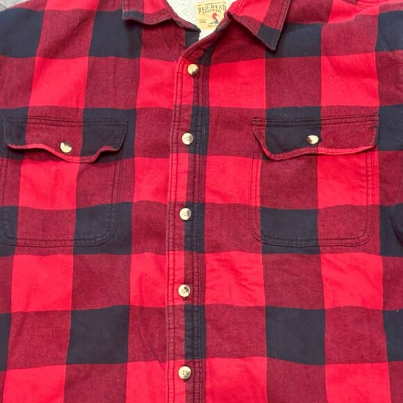 ~~Red Head Flannel Jacket Mens XXL Sherpa Lined Shacket Black Red Buffalo Plaid - Picture 2 of 6